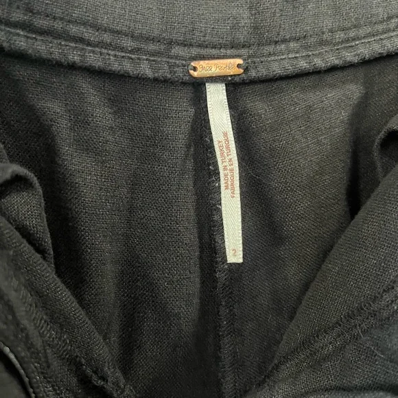 FREE PEOPLE Lyla Linen Black Trousers Size 6 - Picture 6 of 11